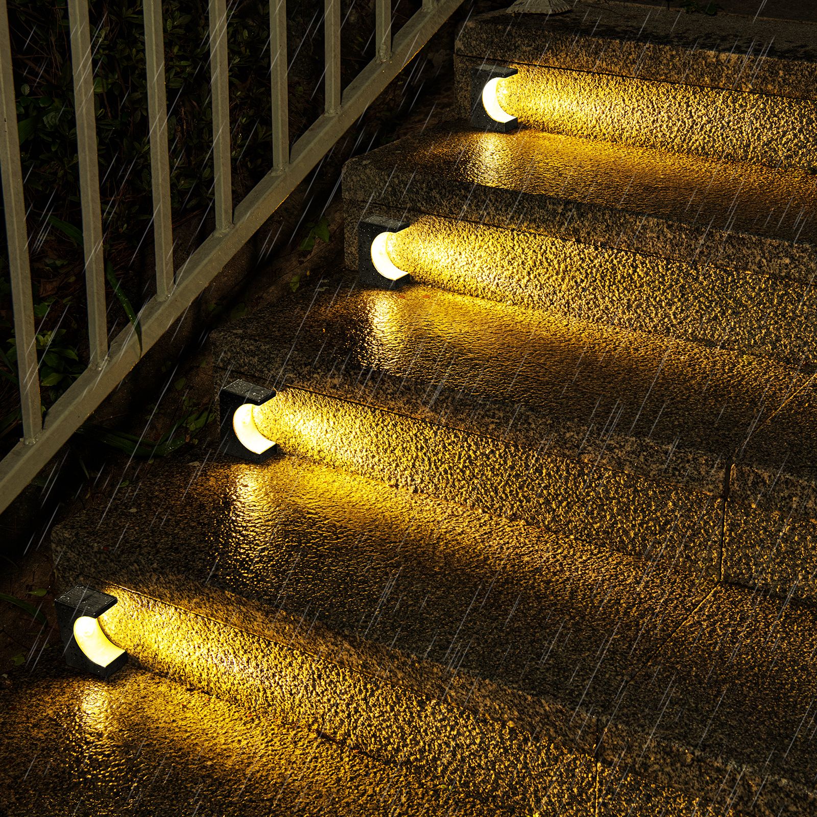 2 pcs/lot solar light courtyard atmosphere garden decorative step light waterproof anti-theft Solar staircase light crescent staircase LED light warm light view 2